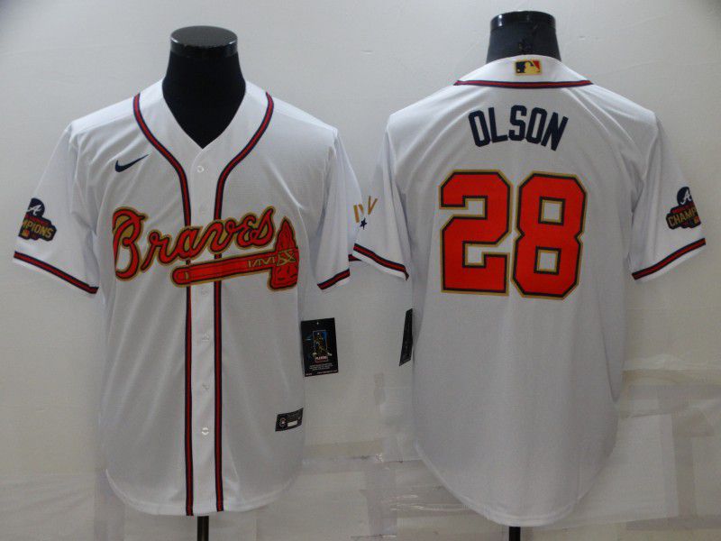 Men Atlanta Braves #28 Olson White Gold Game Nike 2022 MLB Jersey->atlanta braves->MLB Jersey